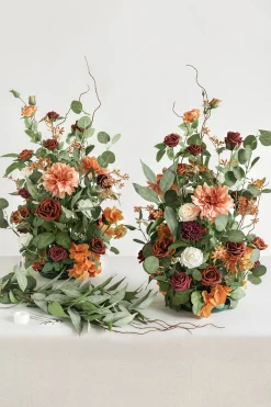 Altar Decor Free-Standing Flowers in Sunset Terracotta