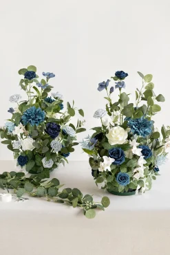Altar Decor Free-Standing Flowers in Dusty Blue & Navy