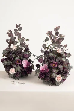 Altar Decor Free-Standing Flowers in Plum Velvet Wedding | Clearance
