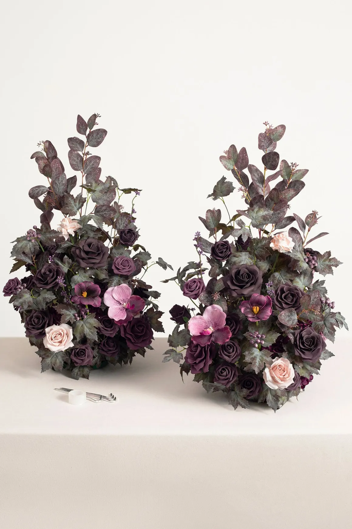 Altar Decor Free-Standing Flowers in Plum Velvet Wedding | Clearance