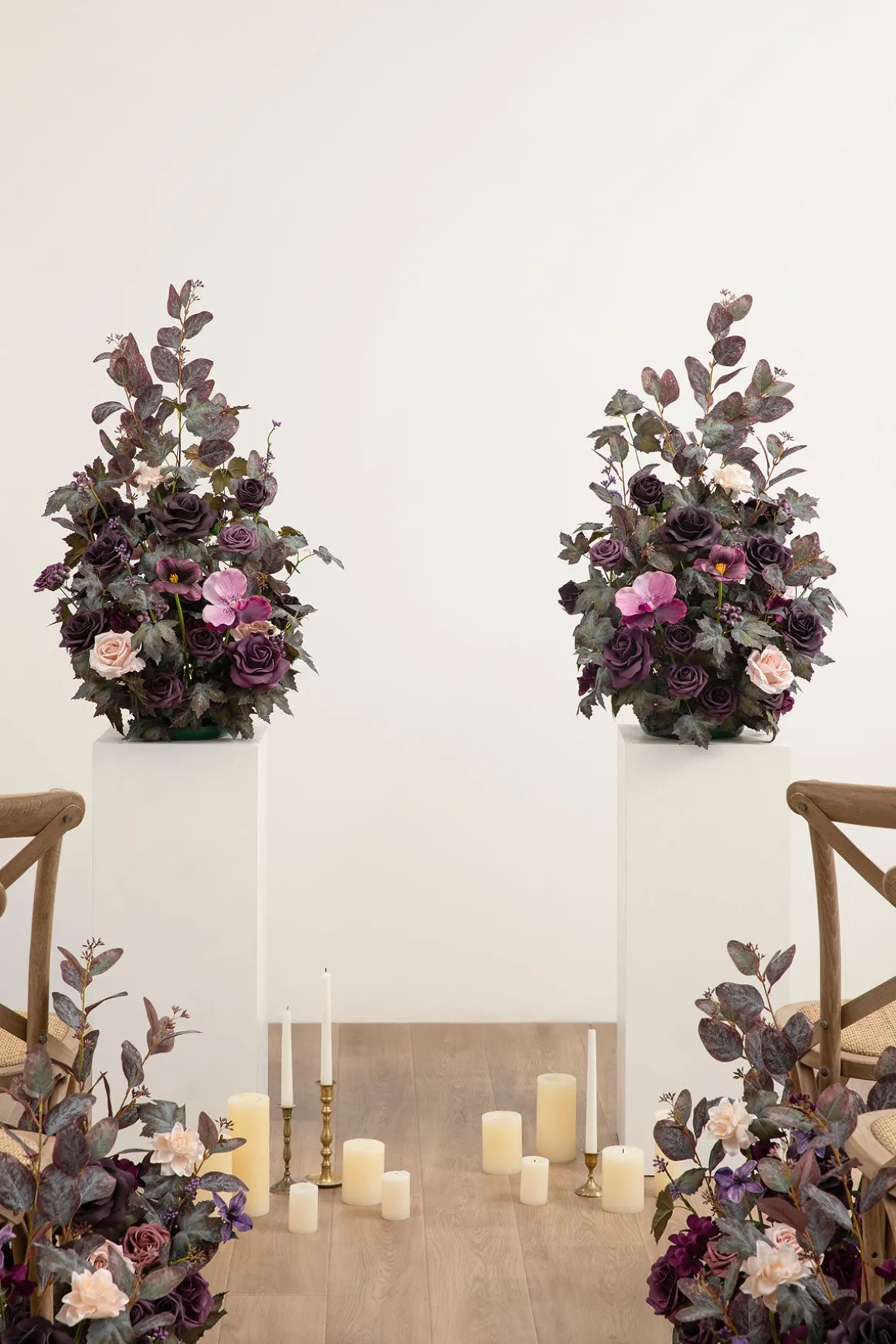 Altar Decor Free-Standing Flowers in Plum Velvet Wedding | Clearance