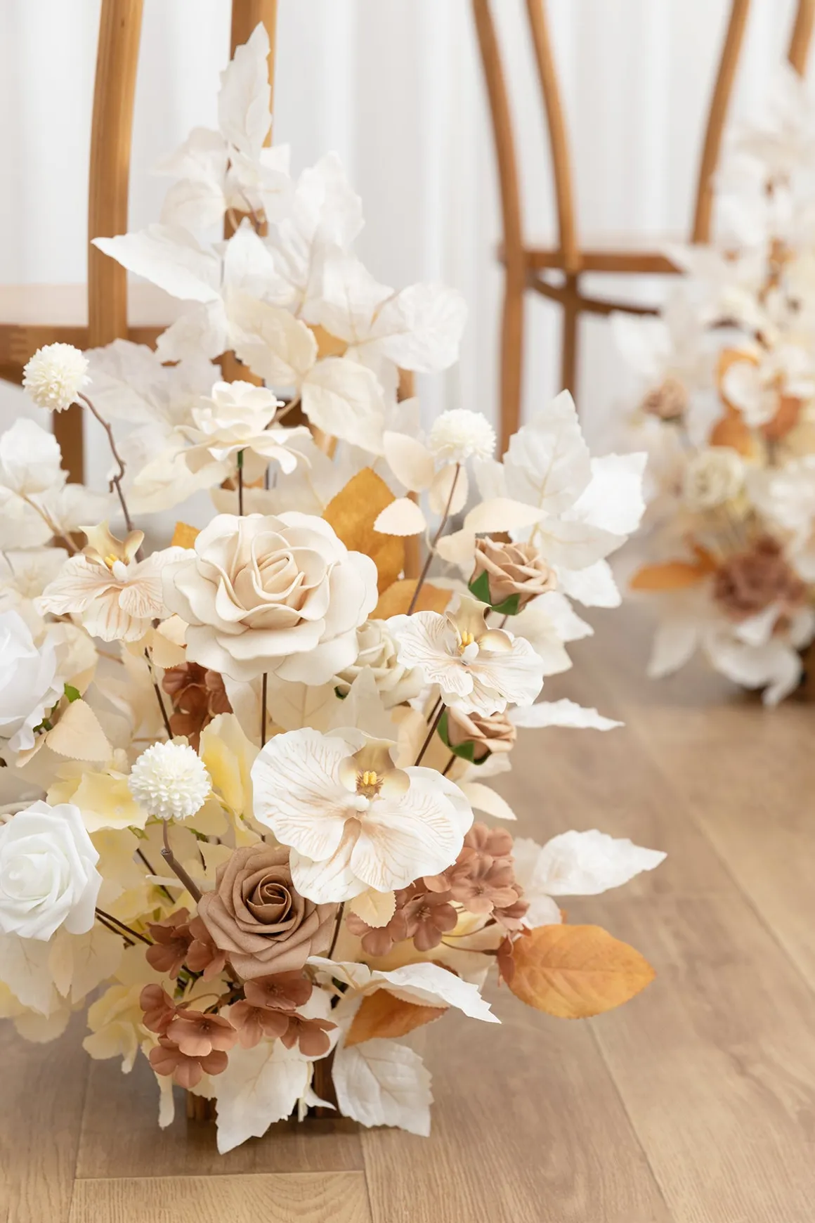 Altar Decor Free-Standing Flowers in Tawny Beige & Sand Beige | Clearance