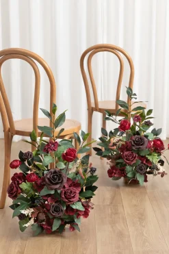 Altar Decor Free-Standing Flowers in Black Baccara & Green