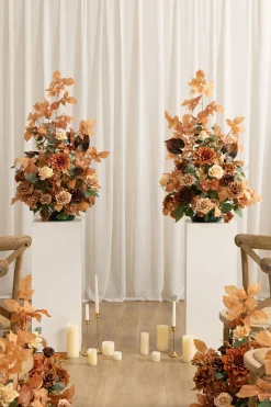 Altar Decor Free-Standing Flowers in Walnut Brown & Burnt Orange (Set of 2)