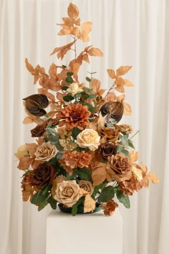 Altar Decor Free-Standing Flowers in Walnut Brown & Burnt Orange （Set of 2）