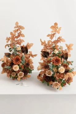 Altar Decor Free-Standing Flowers in Walnut Brown & Burnt Orange （Set of 2）