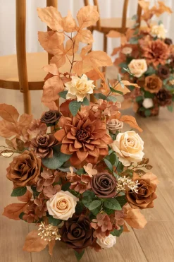 Altar Decor Free-Standing Flowers in Walnut Brown & Burnt Orange