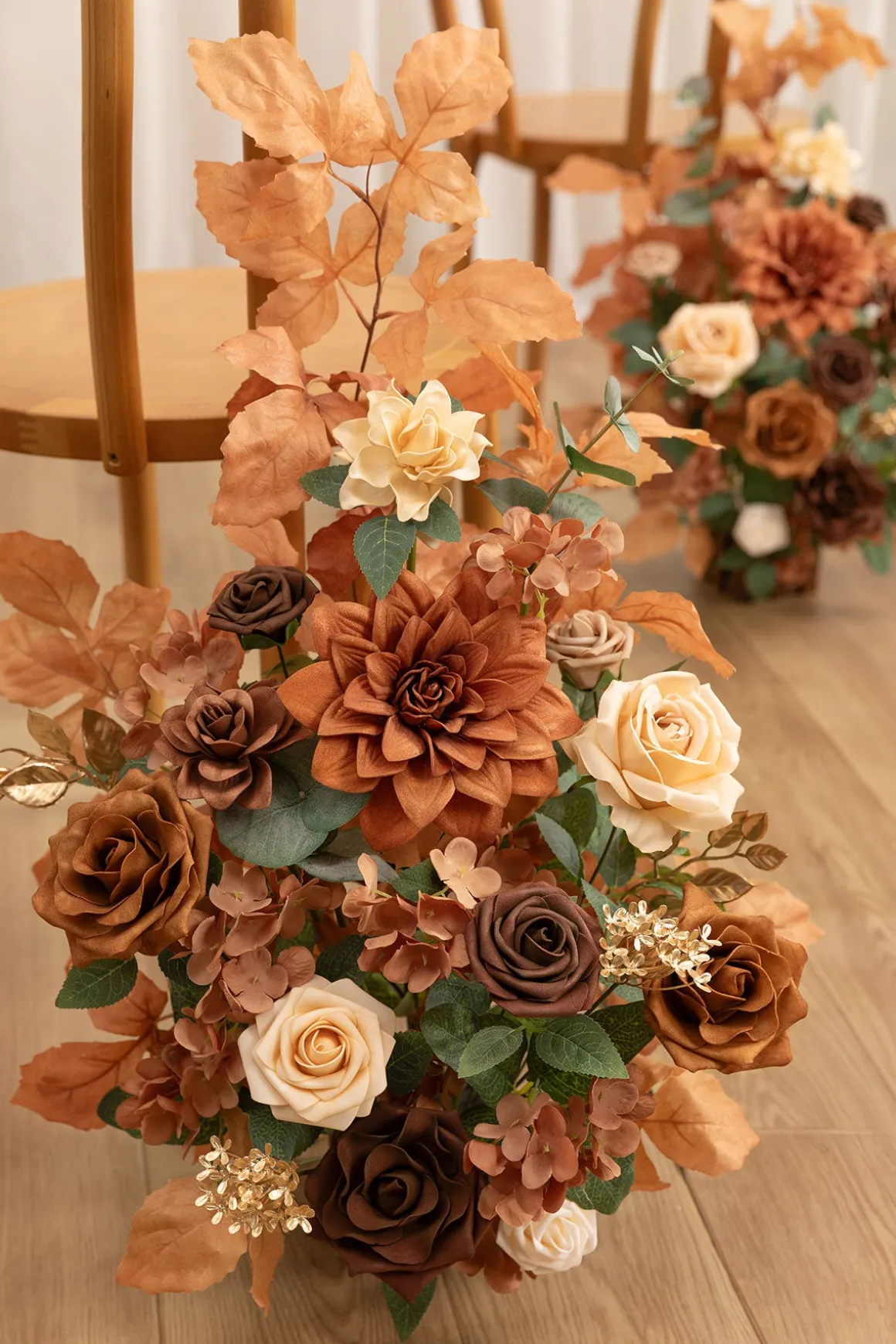 Altar Decor Free-Standing Flowers in Walnut Brown & Burnt Orange