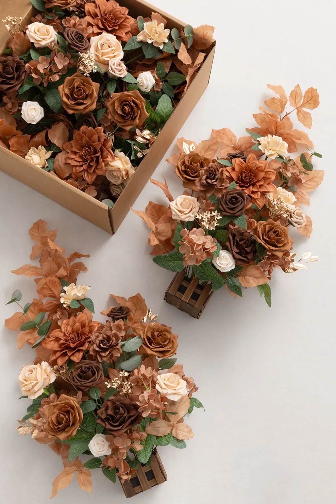 Altar Decor Free-Standing Flowers in Walnut Brown & Burnt Orange