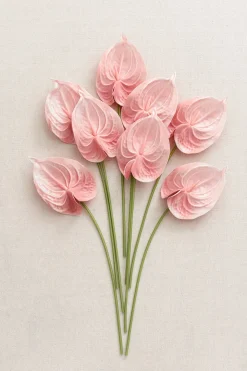 15" Anthurium Flowers with Stem - Shabby Pink ( 8pcs )
