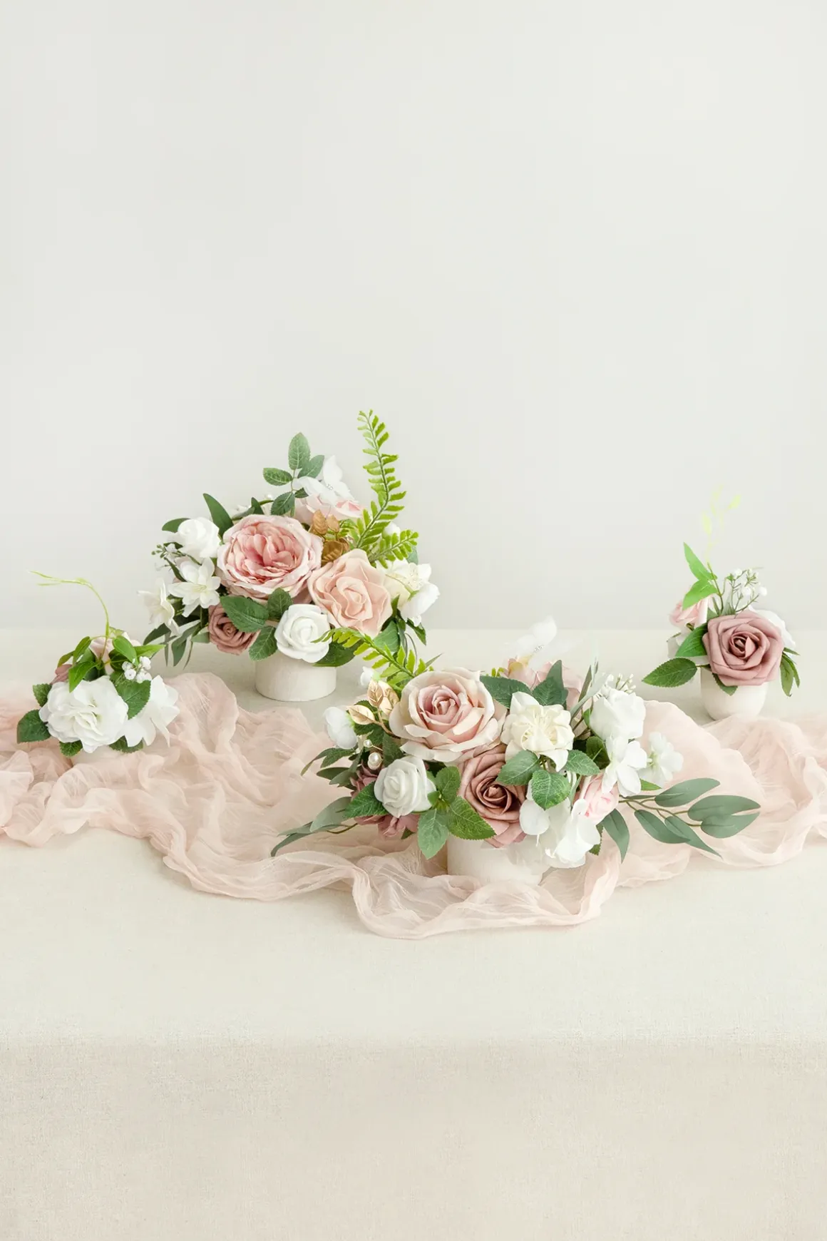 Assorted Floral Centerpiece Set in Dusty Rose & Cream | Clearance