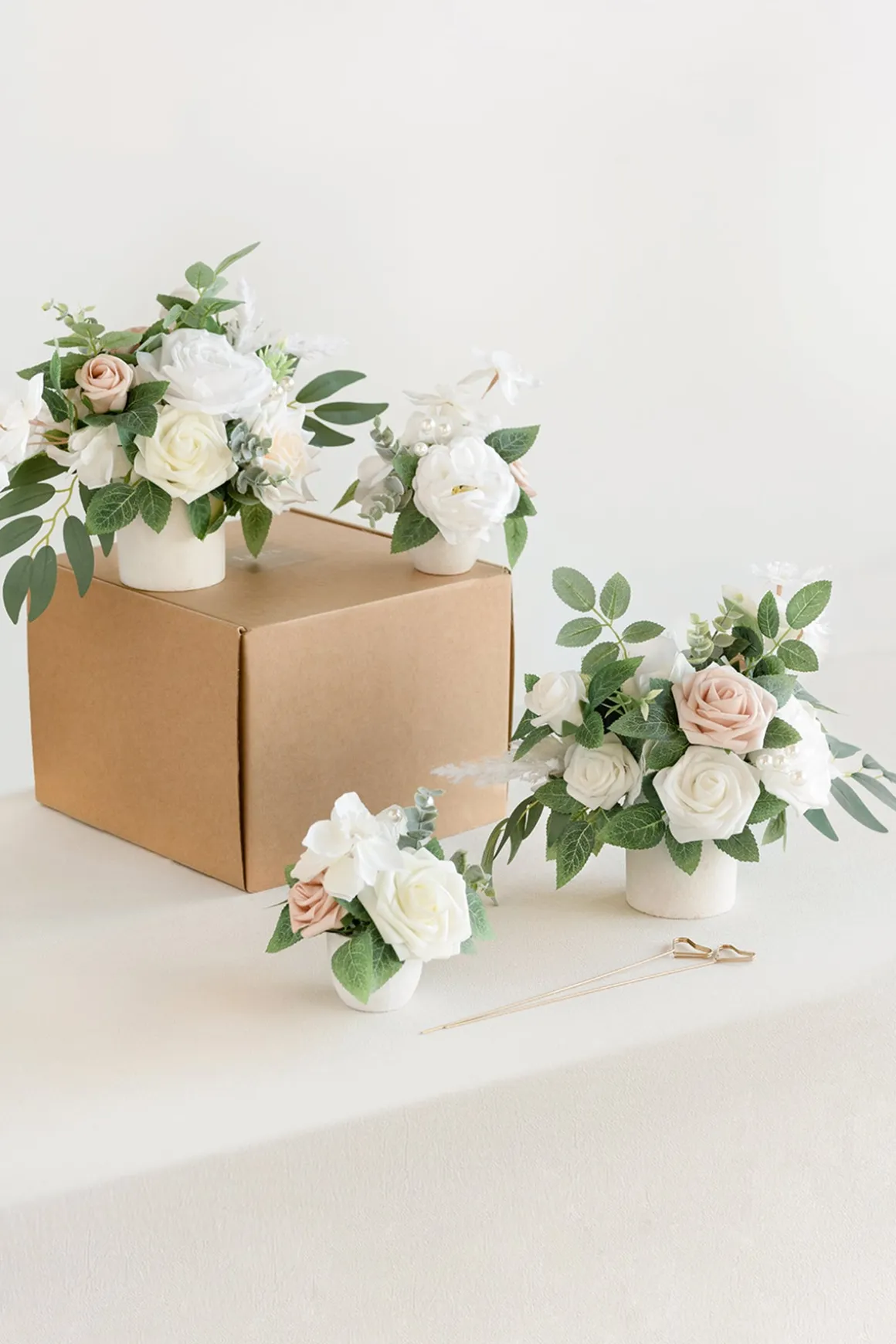 Assorted Floral Centerpiece Set in White & Sage | Clearance