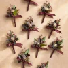 Boutonnieres for Guests in Black Baccara & Burgundy | Clearance