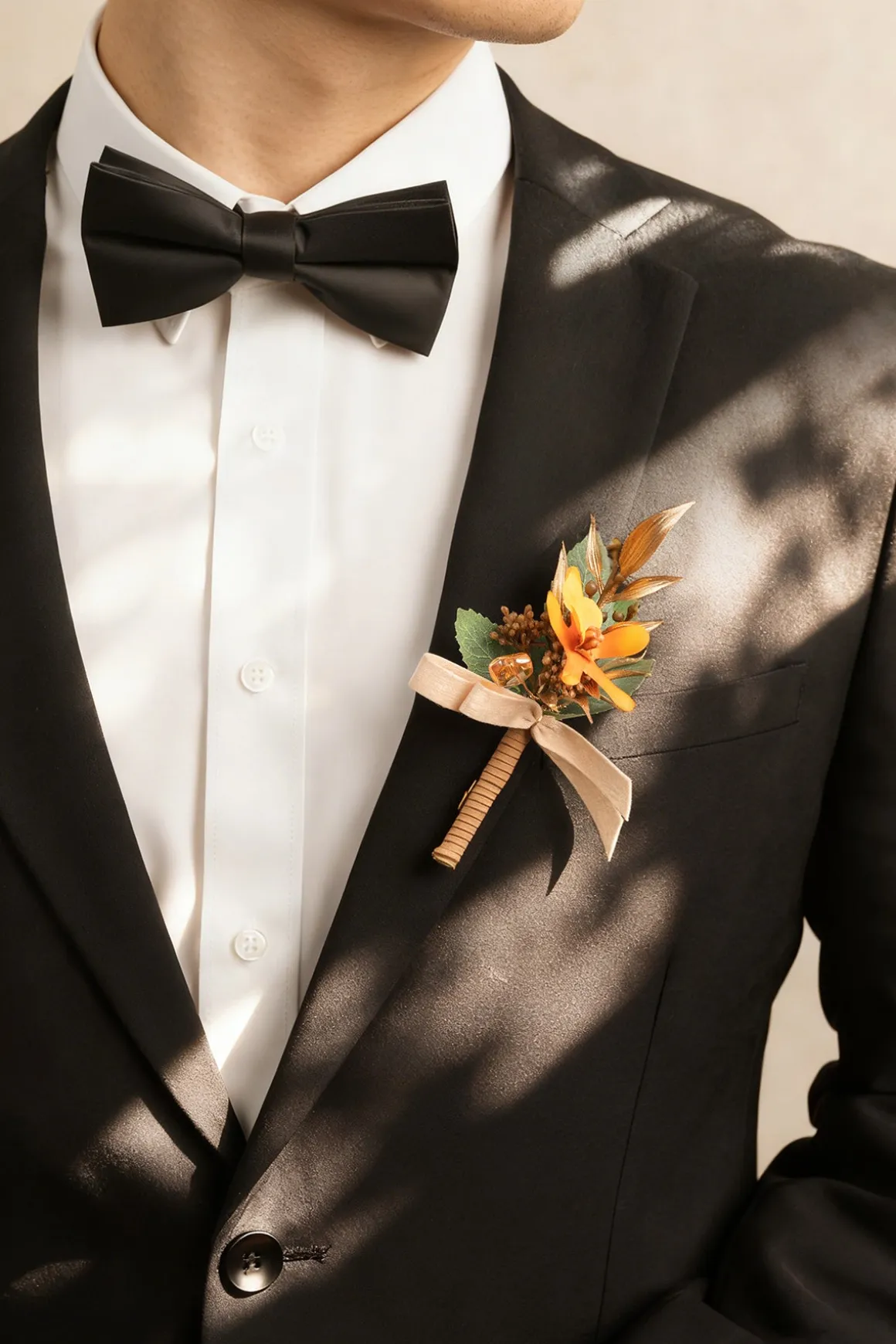 Boutonnieres for Guests in Burnt Orange & Gold | Clearance