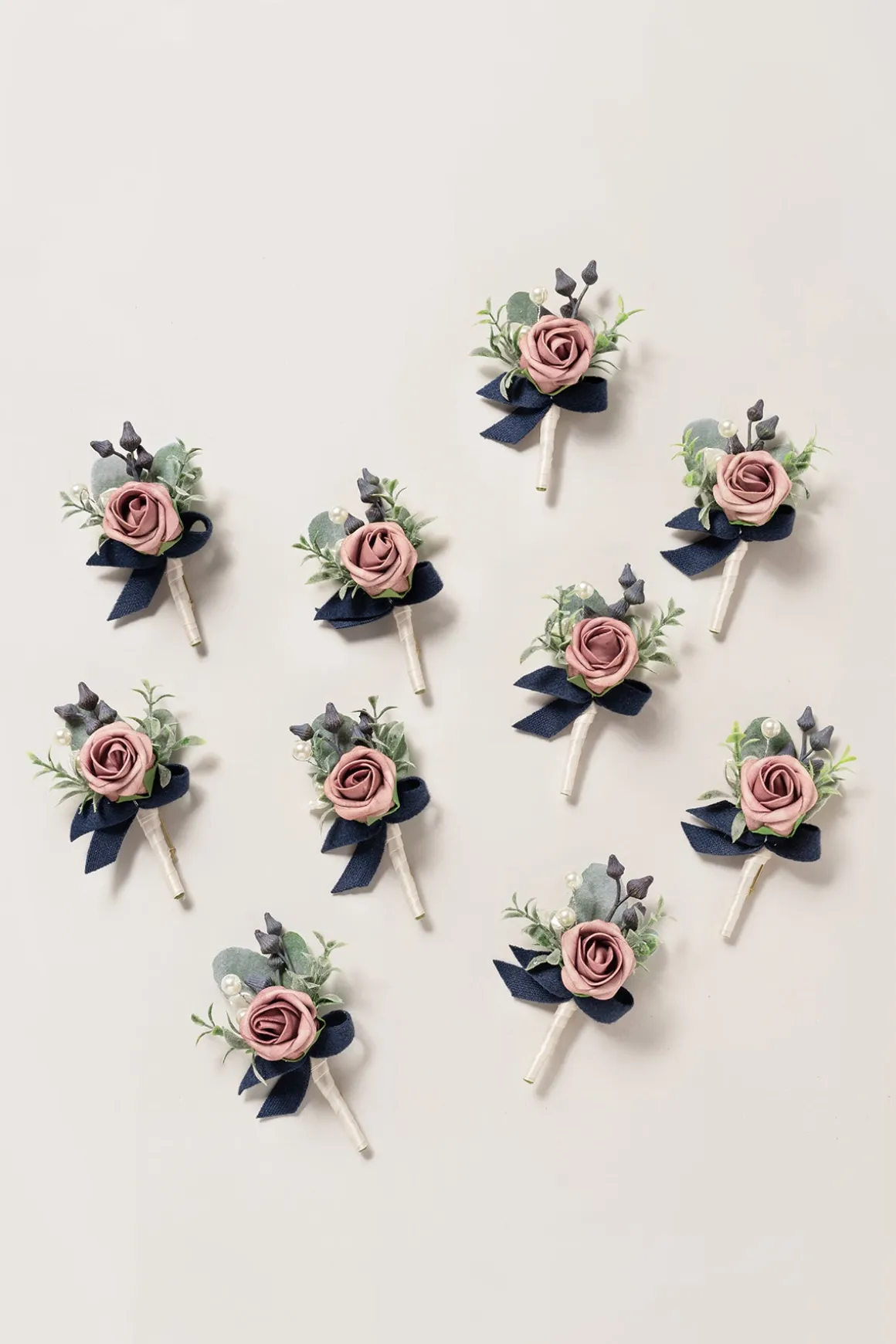 Boutonnieres for Guests in Dusty Rose & Navy | Clearance