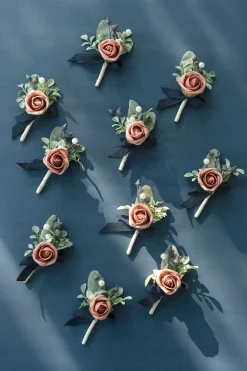 Boutonnieres for Guests in Dusty Rose & Navy | Clearance