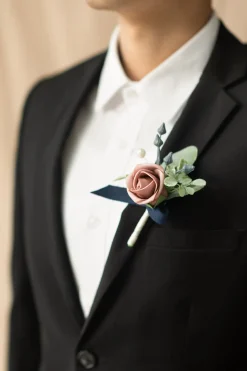 Boutonnieres for Guests in Dusty Rose & Navy | Clearance