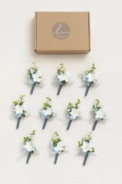 Boutonnieres for Guests in Dutch Blue & Navy Blue