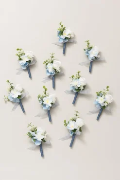 Boutonnieres for Guests in Dutch Blue & Navy Blue