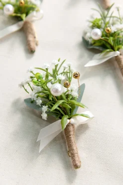 Boutonnieres for Guests in White & Sage | Clearance