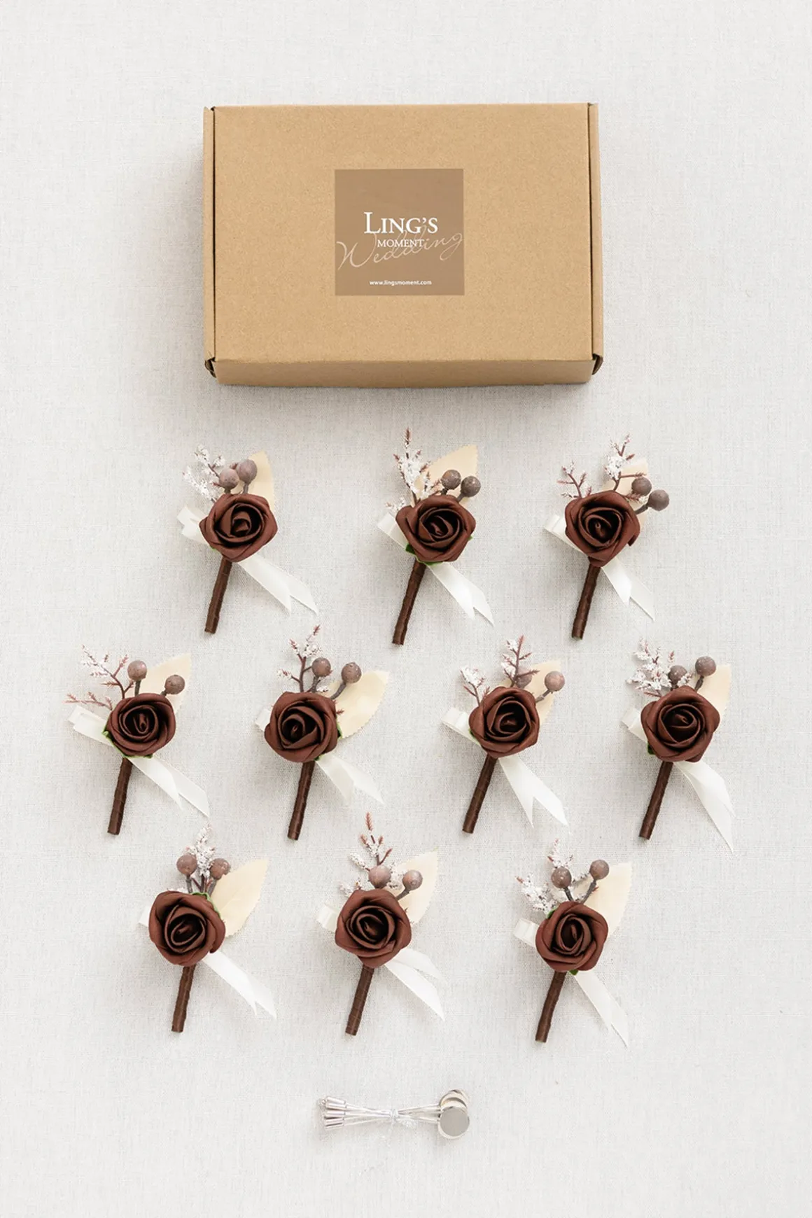 Boutonnieres for Guests in White & Beige | Clearance