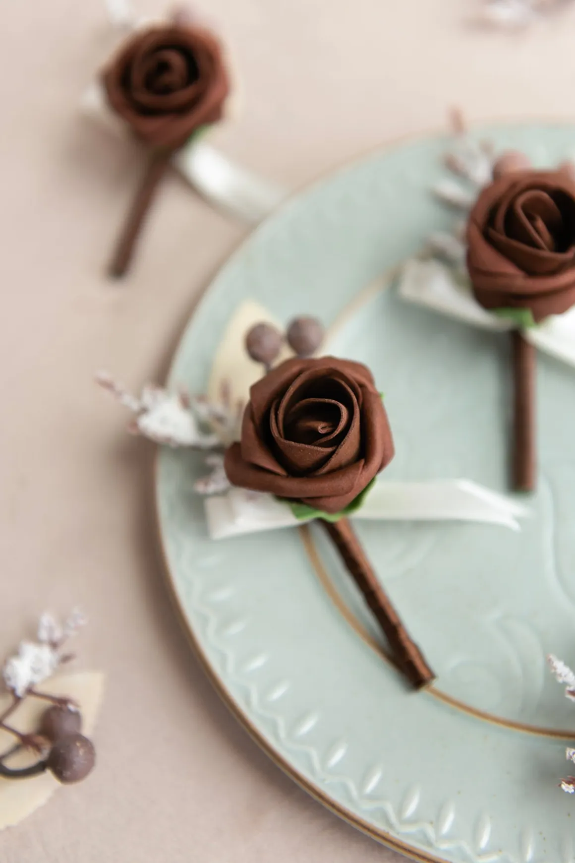 Boutonnieres for Guests in White & Beige | Clearance