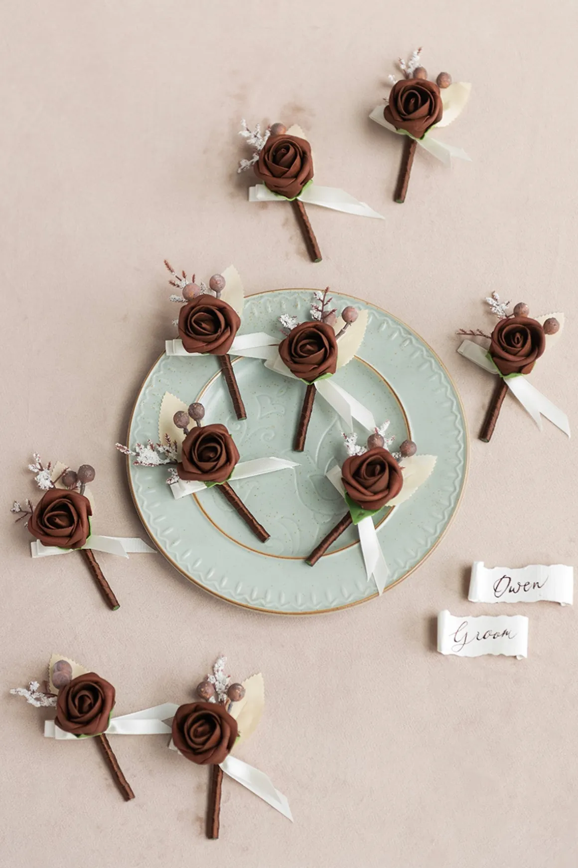 Boutonnieres for Guests in White & Beige | Clearance