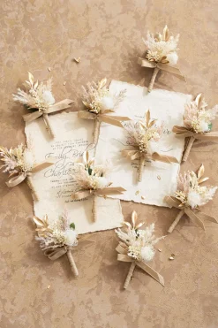 Boutonnieres for Guests in White & Beige | Clearance