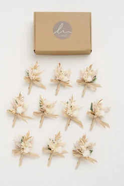 Boutonnieres for Guests in White & Beige | Clearance