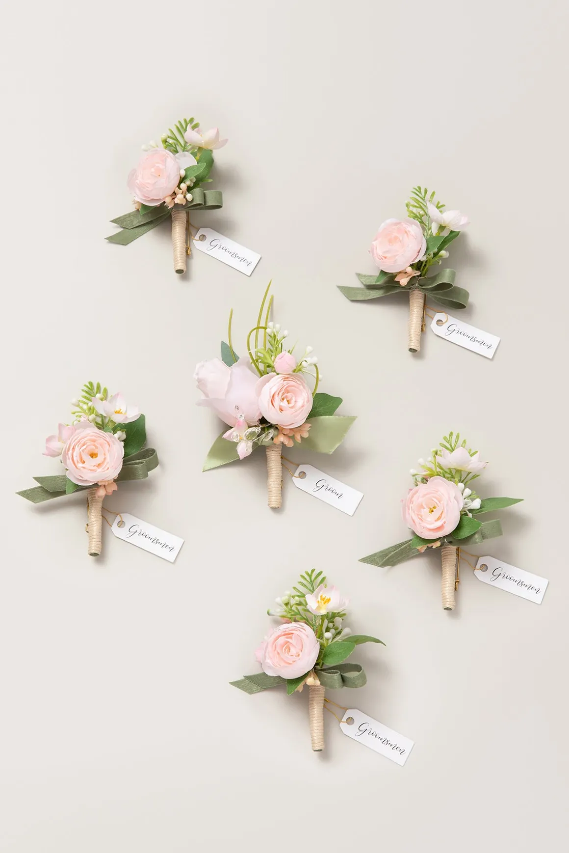 Boutonnieres in Blush & Cream