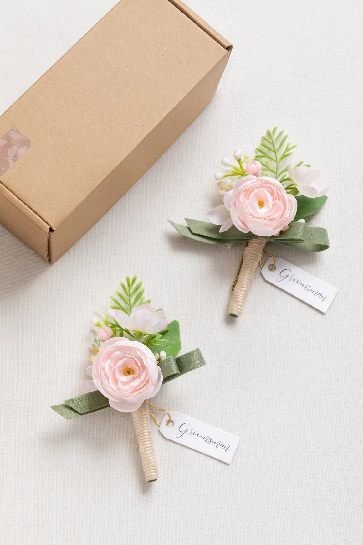 Boutonnieres in Blush & Cream