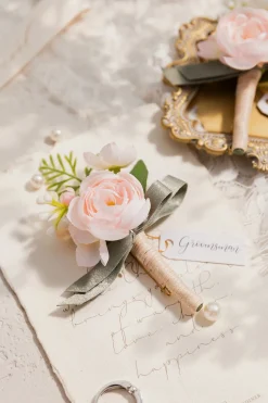 Boutonnieres in Blush & Cream (Set of 2)