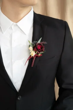 Boutonnieres in Bordeaux Red & Wine | Clearance