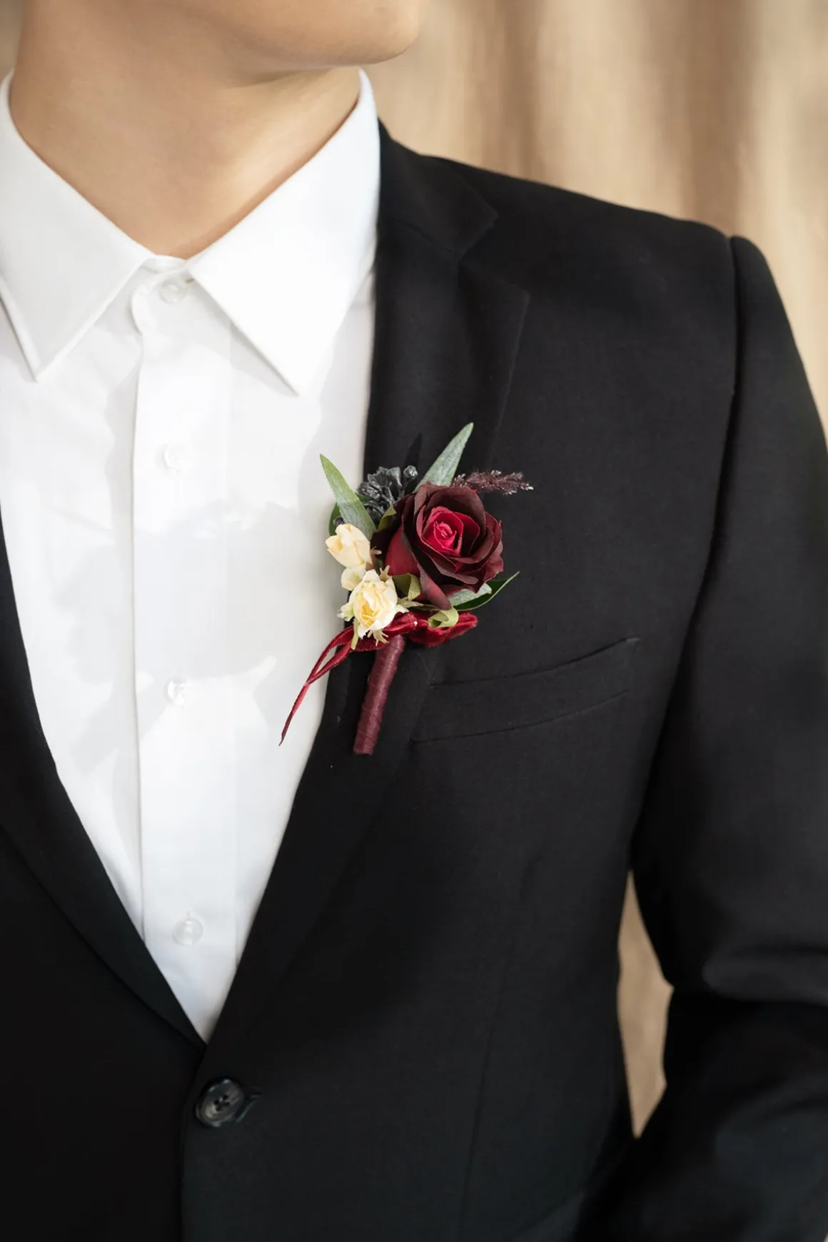 Boutonnieres in Bordeaux Red & Wine | Clearance
