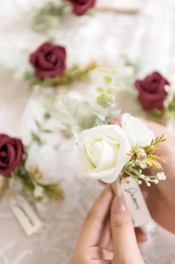Boutonnieres in Burgundy