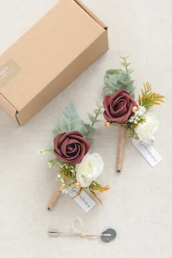 Boutonnieres in Burgundy