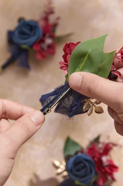 Boutonnieres in Burgundy & Navy | Clearance