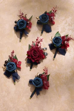 Boutonnieres in Burgundy & Navy | Clearance
