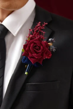 Boutonnieres in Burgundy & Navy | Clearance