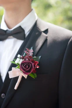 Boutonnieres in Classic Marsala