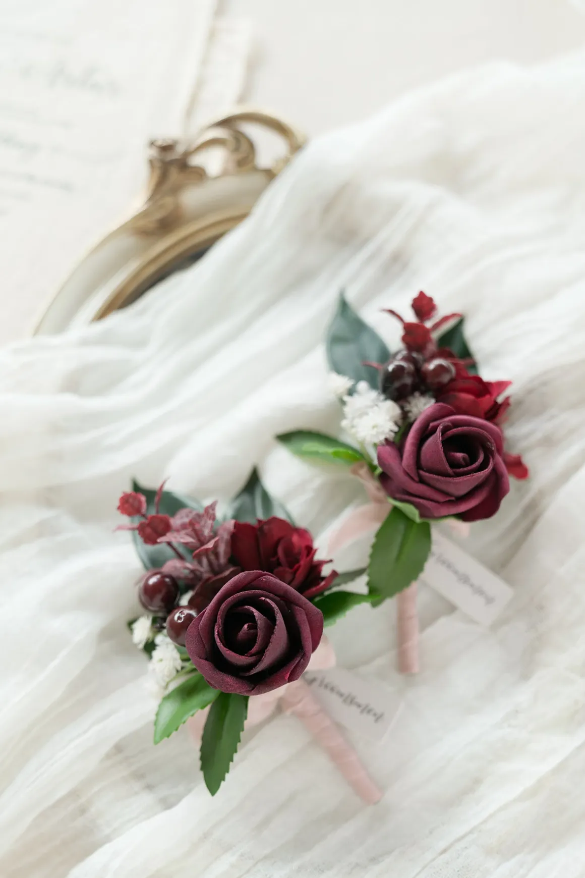 Boutonnieres in Classic Marsala