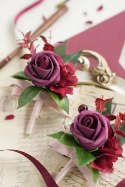Boutonnieres in Classic Marsala