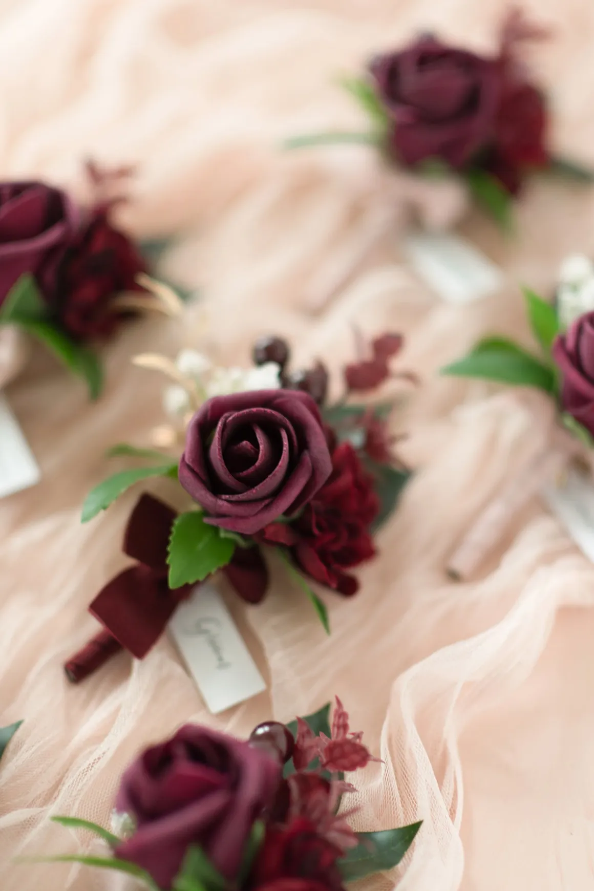 Boutonnieres in Classic Marsala