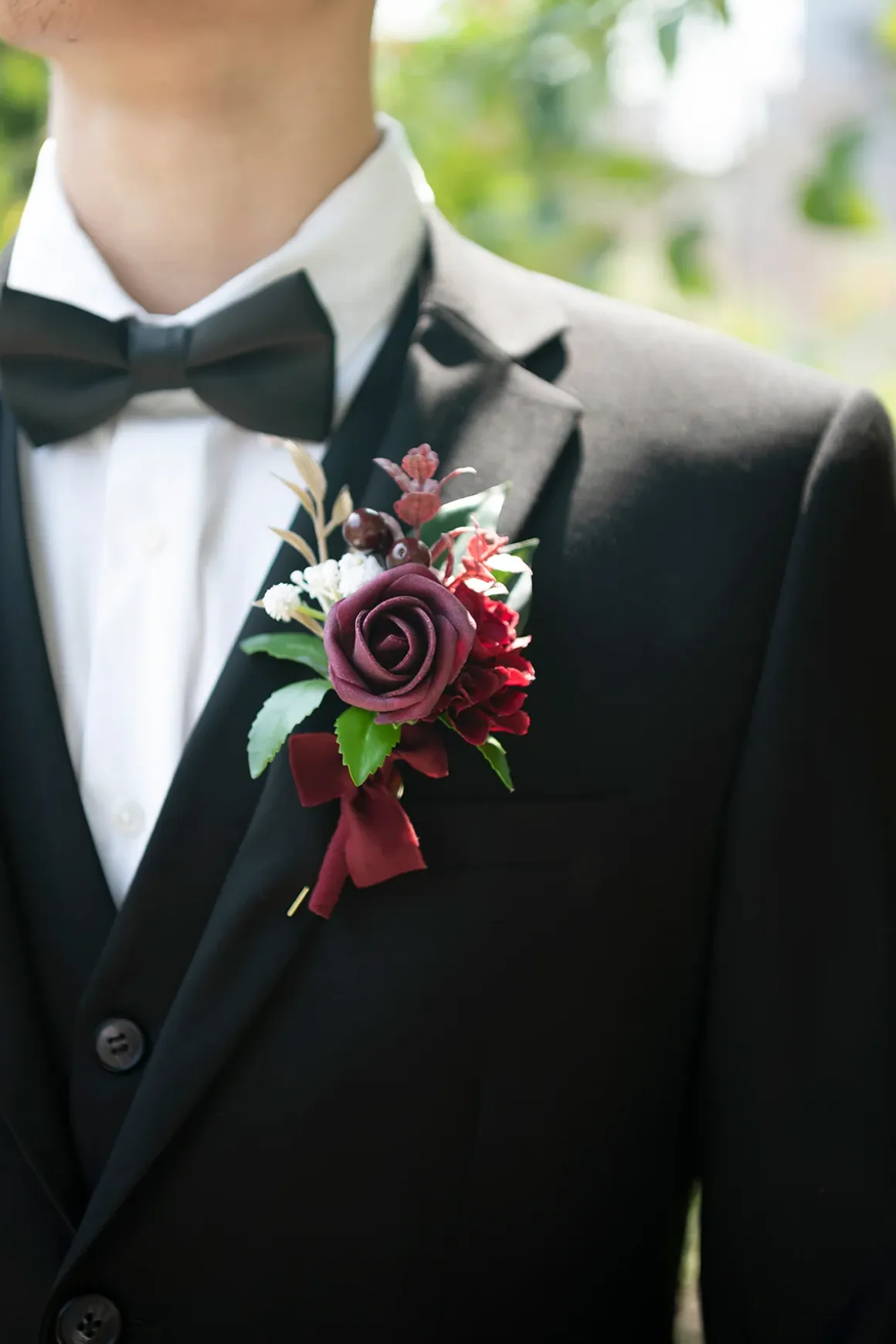 Boutonnieres in Classic Marsala (Set of 2)