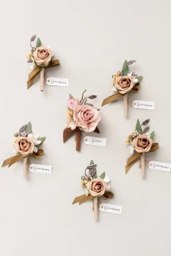 Boutonnieres in Dusty Rose & Cream | Clearance