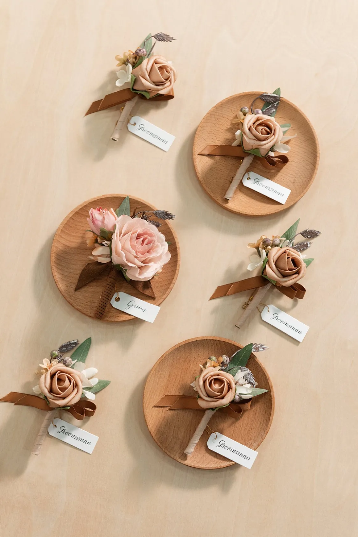 Boutonnieres in Dusty Rose & Cream | Clearance