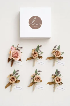 Boutonnieres in Dusty Rose & Cream | Clearance