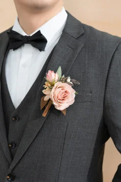 Boutonnieres in Dusty Rose & Cream | Clearance