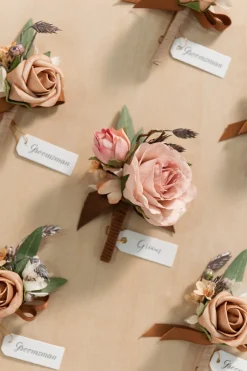 Boutonnieres in Dusty Rose & Cream | Clearance