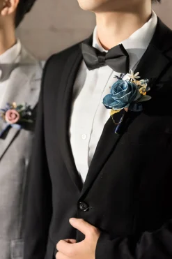 Boutonnieres in Dusty Rose & Navy | Clearance